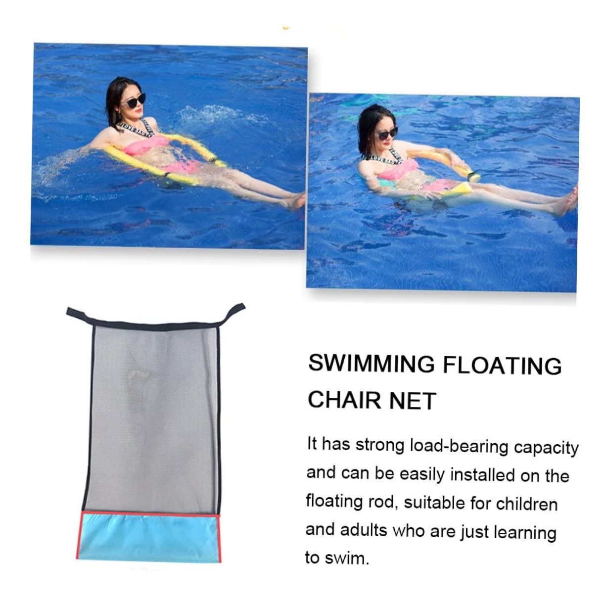 Toyvian 2pcs Swimming Chair Net for Adults Boy Girl Floating Pool Hammock Ergonomic Design Easy to Install Strong Bearing Capacity for Relaxation Swim Training