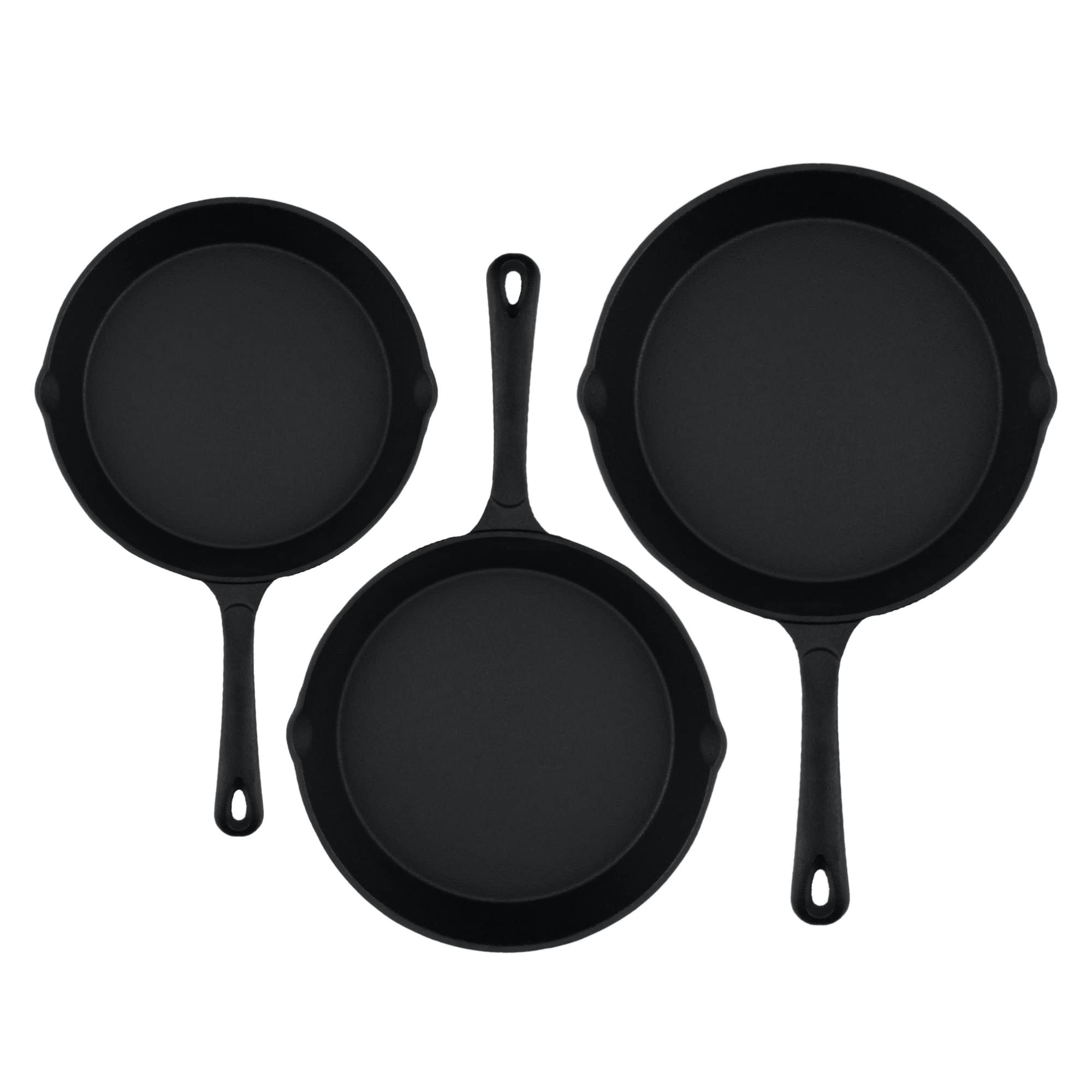 BBQ-Toro 3-teiliges Gusseisen Brat- und Steak Pfannen Set | Ø 16 cm, Ø 20 cm, Ø 24 cm | Gusseisenpfanne, Grillbratpfanne, Bratpfanne, Steakpfanne, Fleischpfanne, Pfannenset, Gusspfännchen Set
