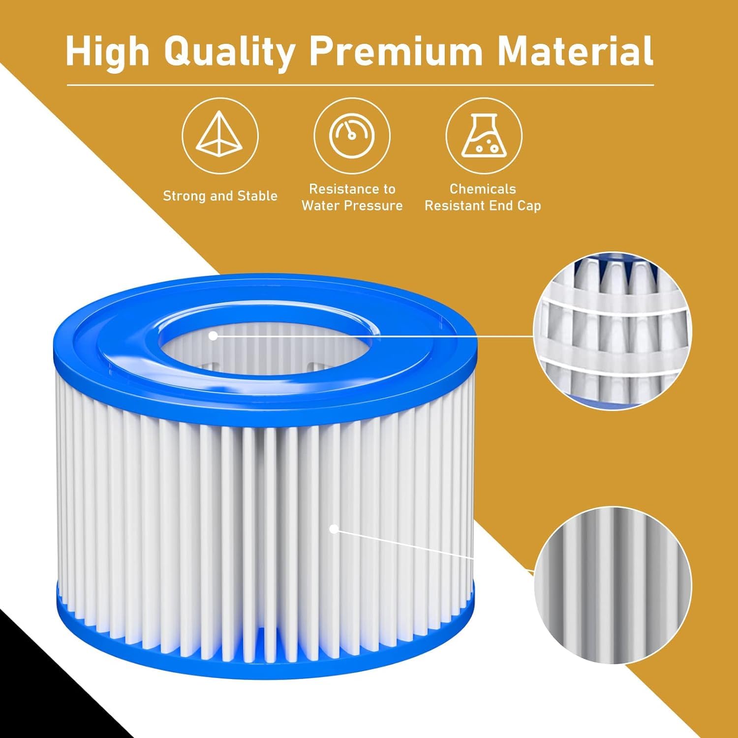 Filtro VI para piscina, 16 cartuchos de filtro VI para Bestway Miami, Monaco Lay-Z-Spa, Vegas, Palm Springs, Flowclear Pool Filter Sustituye al cartucho original 58323