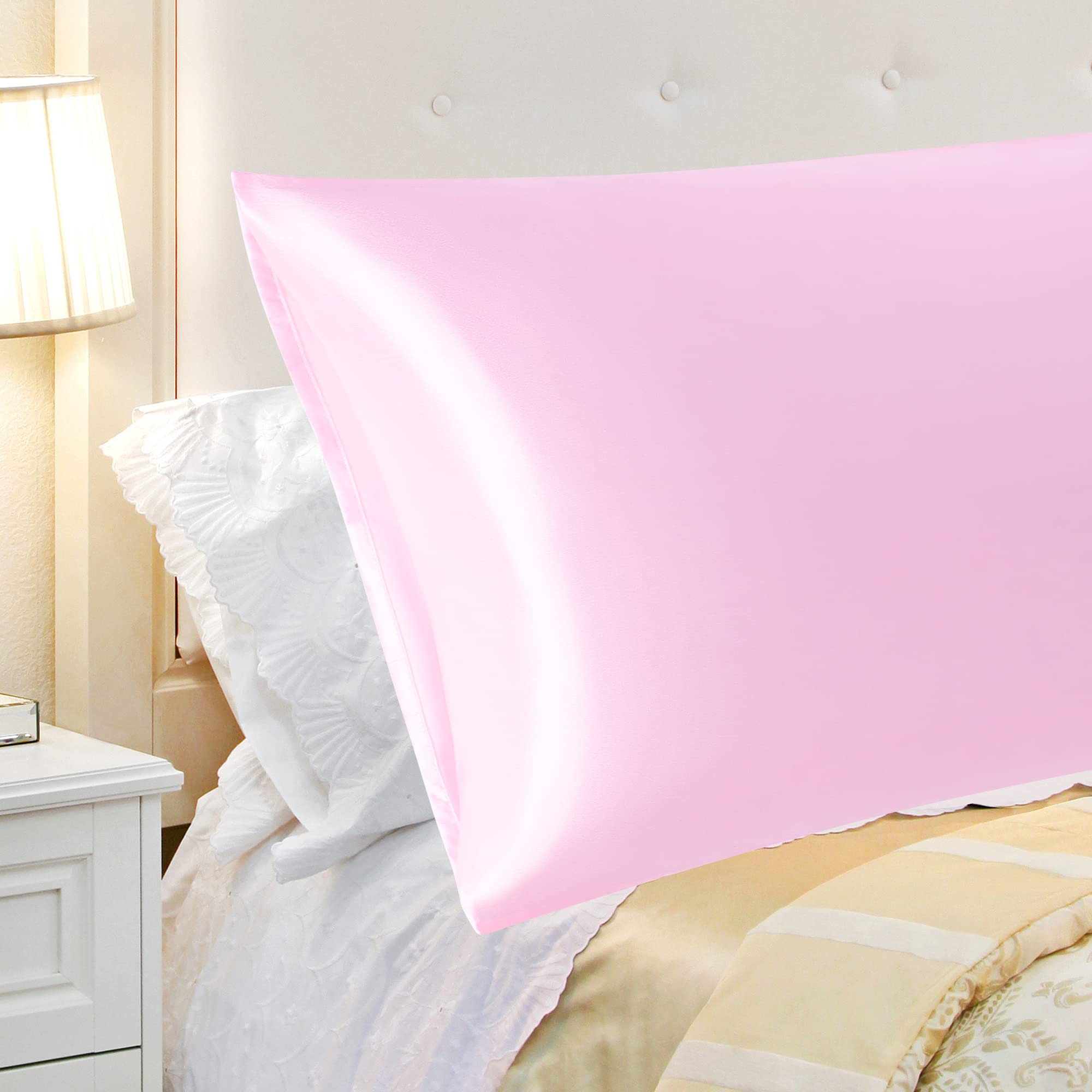 Taie De Traversin 40x140 Cm En Velours Doux - Housse Pour Oreiller De Corps, Canapé, Lit | Fermeture éclair Invisible, Couleur Rose - 7