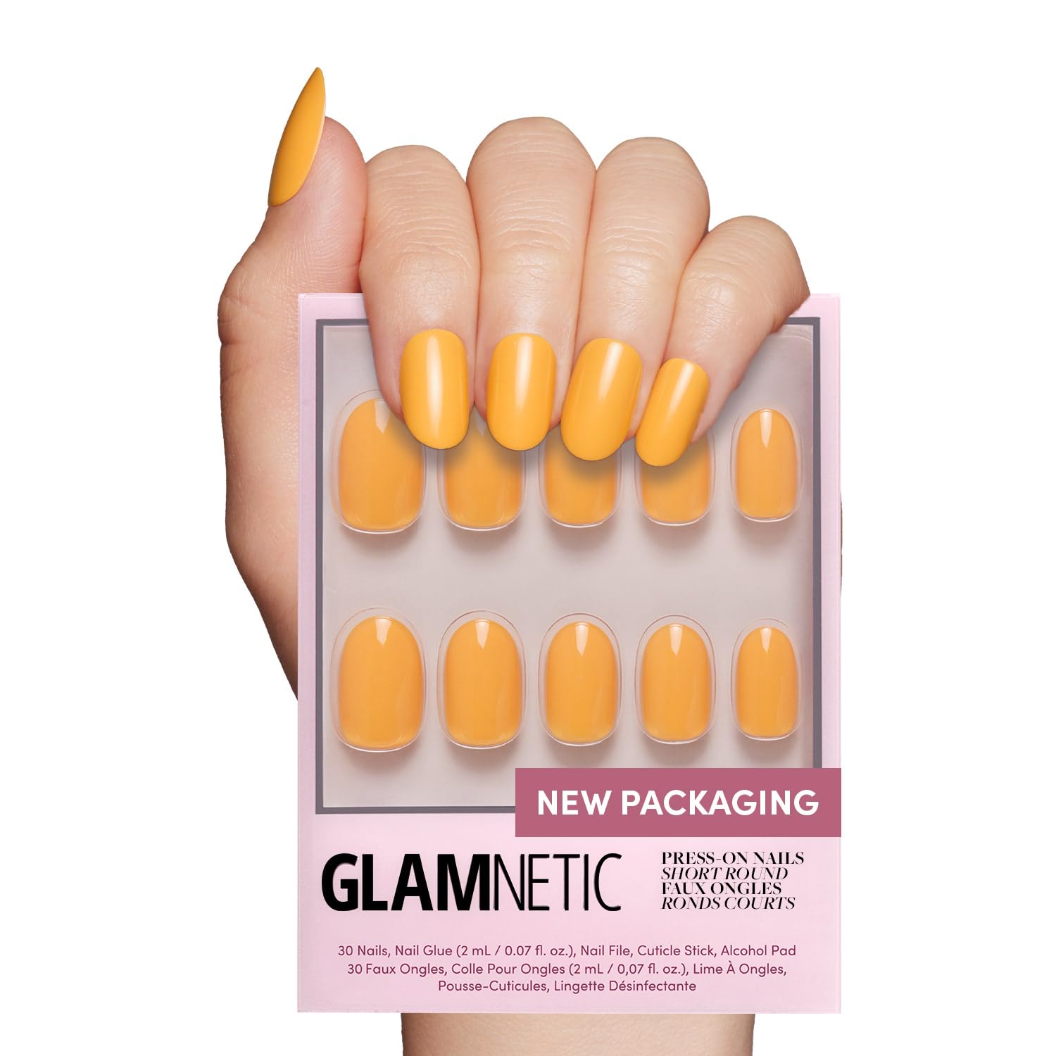 Photo 1 of Glamnetic Press On Nails - Short Round, Sunset Orange