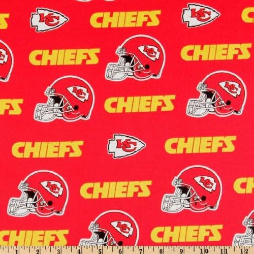 NFL Cotton Broadcloth Kansas City Chiefs Red/Yellow, Fabric by the Yard
