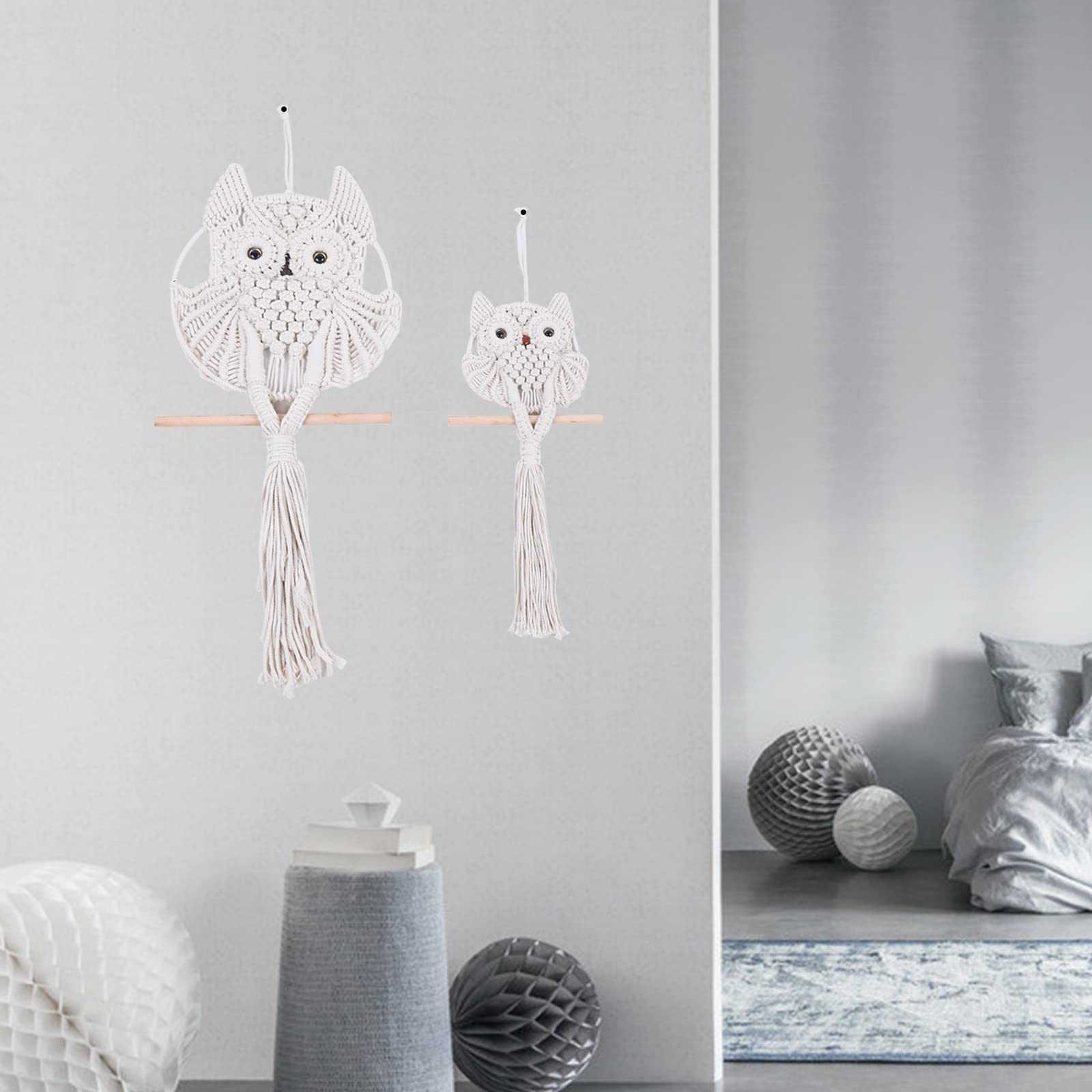 Macramé uil muur decor, slaapkamer decor, uil decor, dier cadeau, boho woondecoratie, halverwege de eeuw modern, handgemaakt macramé, babymeisje kamer W73 - Nederland