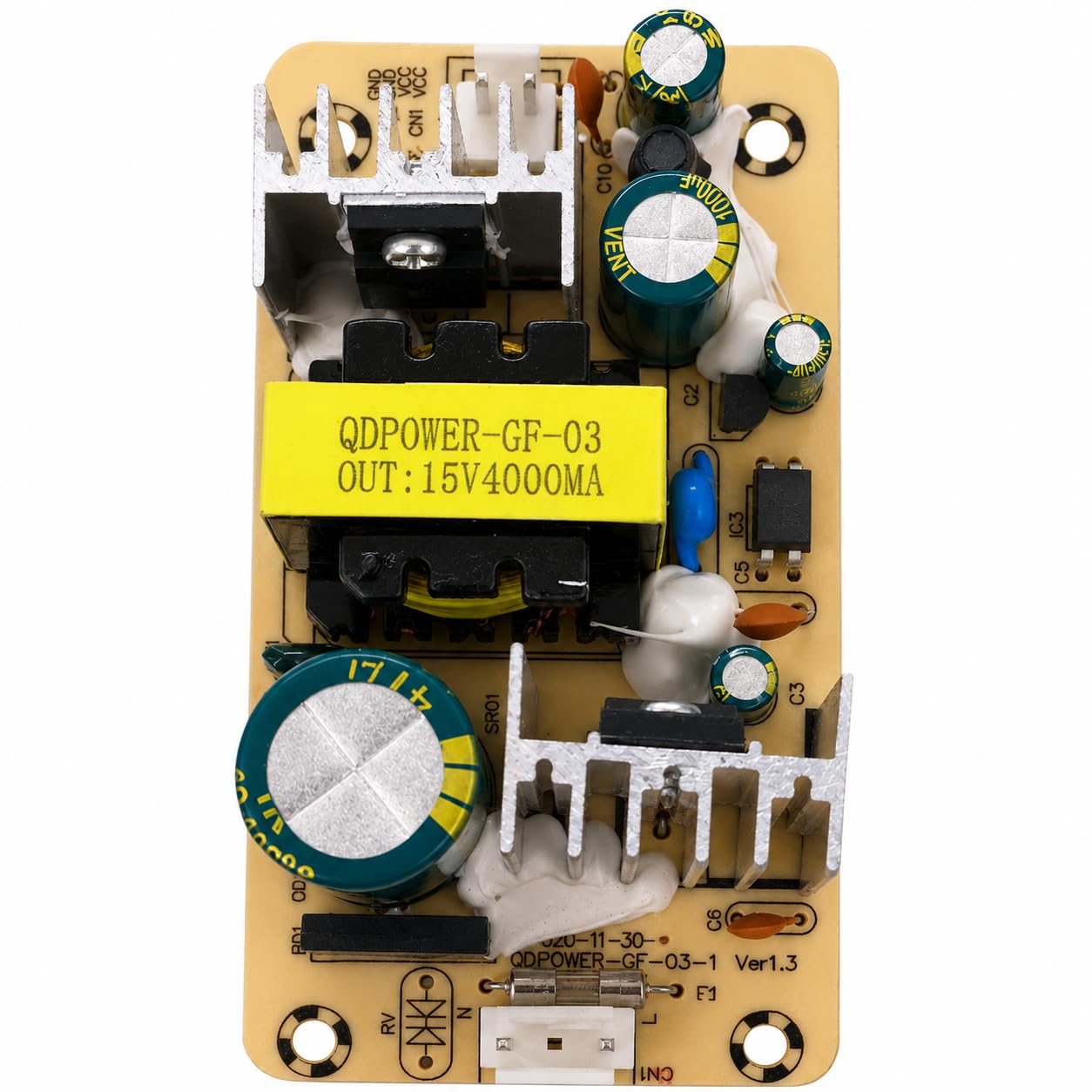 15V 4A 60W Open Frame Switching Power Supply Board, AC to DC SMPS Module with Built-in Fuse and Dual Heat Sinks, Pack of 1-image-6