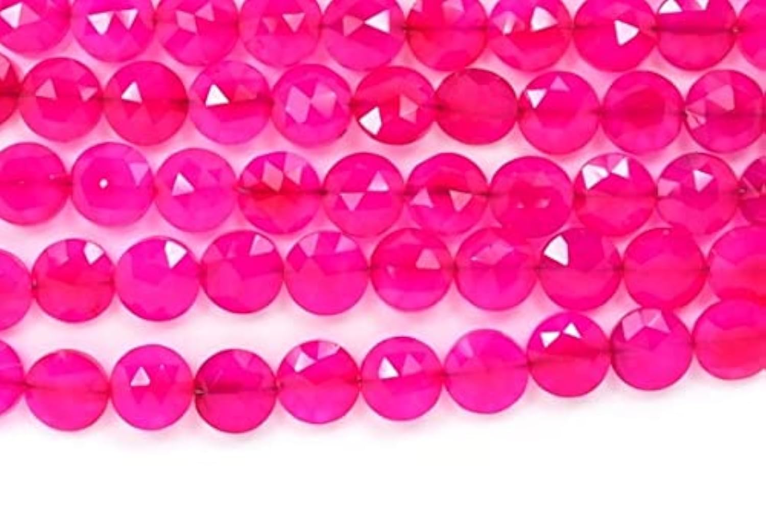 Chalcedony fuchsia rose en perles facettées de 7mm pour bijoux de luxe