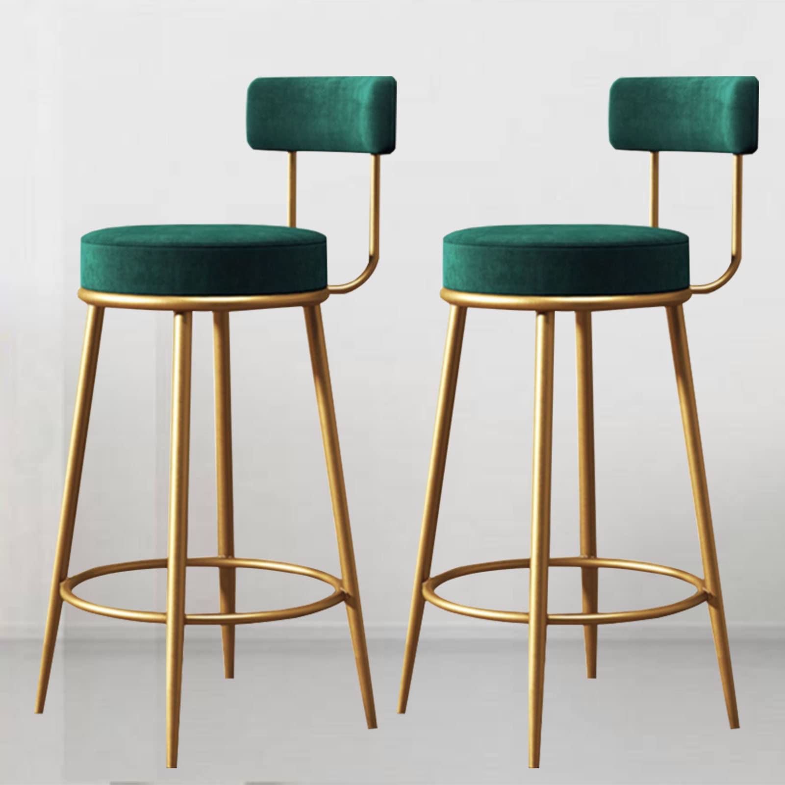 Chaises de bar en velours et fer forgé de style nordique haut de gamme