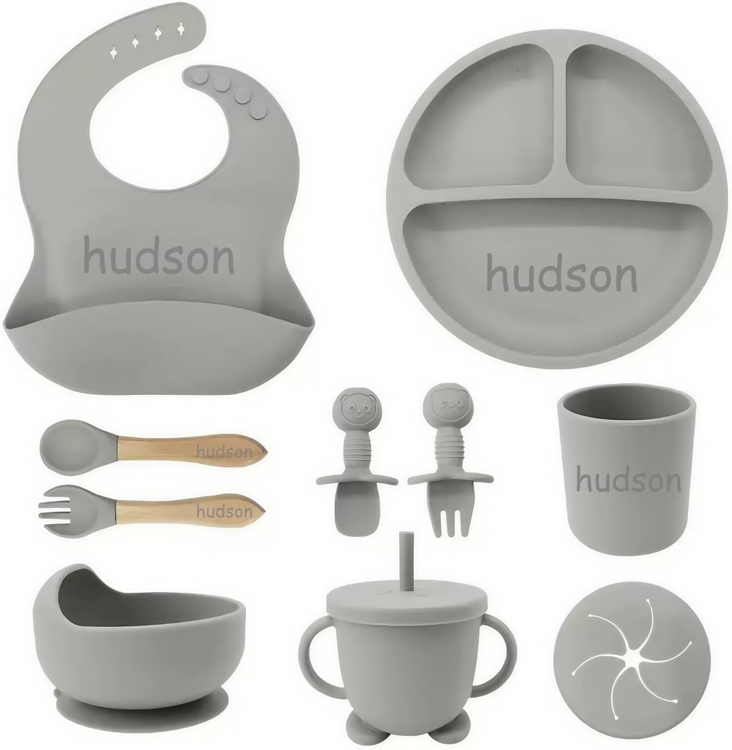 Personalized Silicone Suction Plates for Baby, Custom Toddlers Spoon and Fork Set with Name — A Thoughtful Birthday Gift for Boys & Girls — image 1