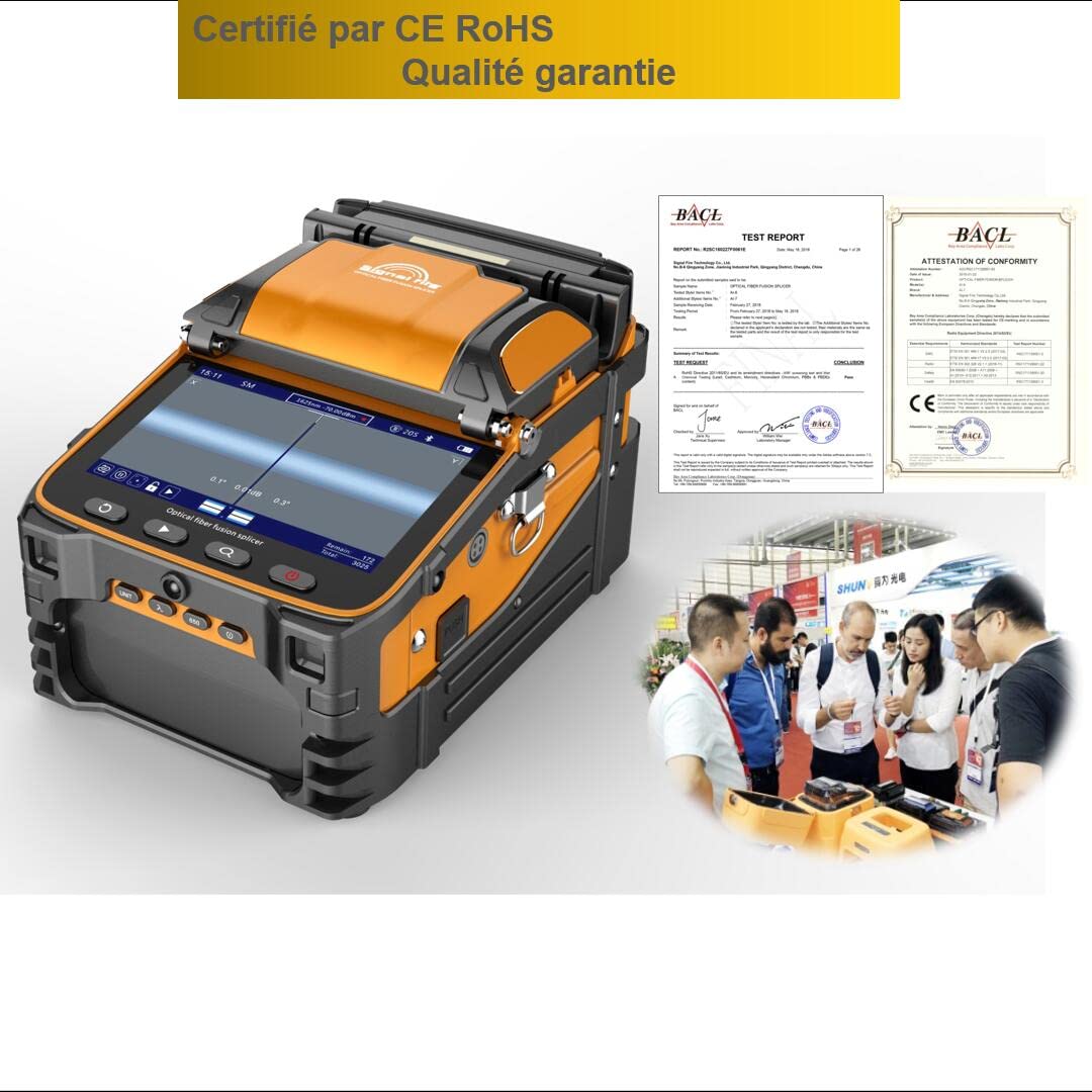 Fusion Splicer AI-9 Kit, soudeuse fibre optique avec 6 moteurs et alignement du noyau pour les projets de construction de lignes principales FTTH et d’épissage de câbles (EU Plug)