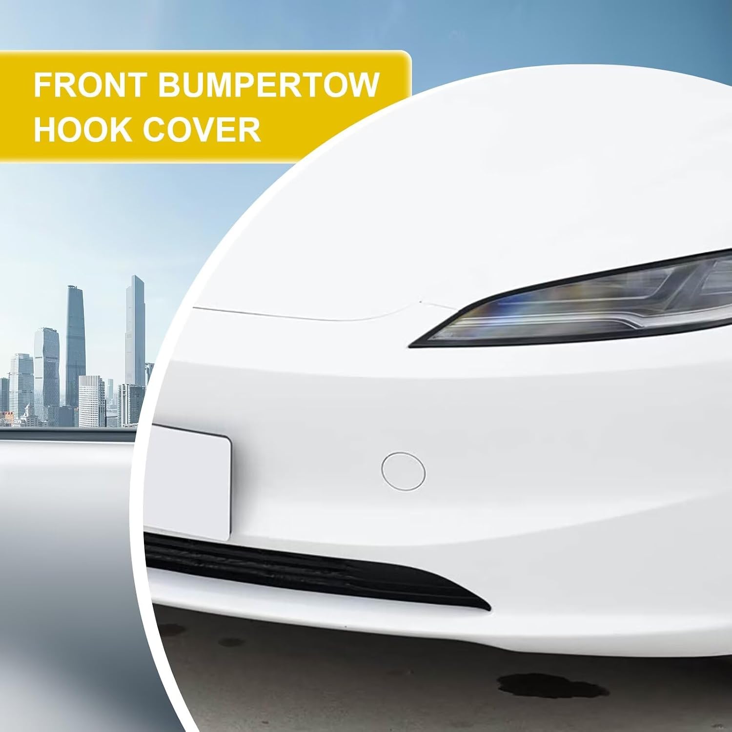 Car Front Bumper Tow Hook Cover Compatible with Tesla Model 3 2024 2025 Trailer Cover Cap 181891700C 1818917-00-C Small Lid Towing Eye Cap Blue Left Driver Side
