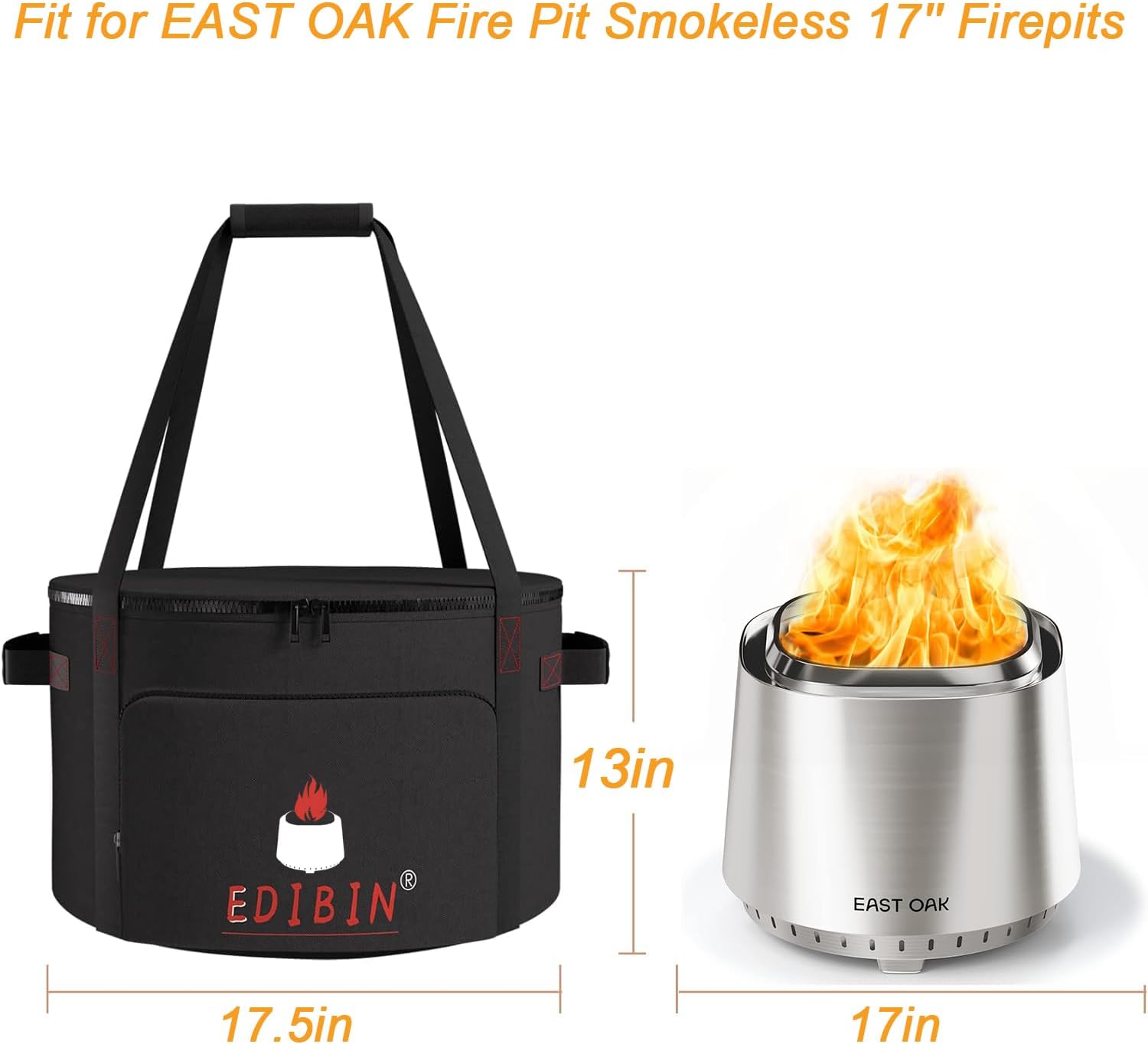 Smokeless Carry Bag for EAST OAK Fire Pit Smokeless 17 inch,Compatible with EAST OAK Camber Smokeless Fire Pit 17'' for Outside Patio