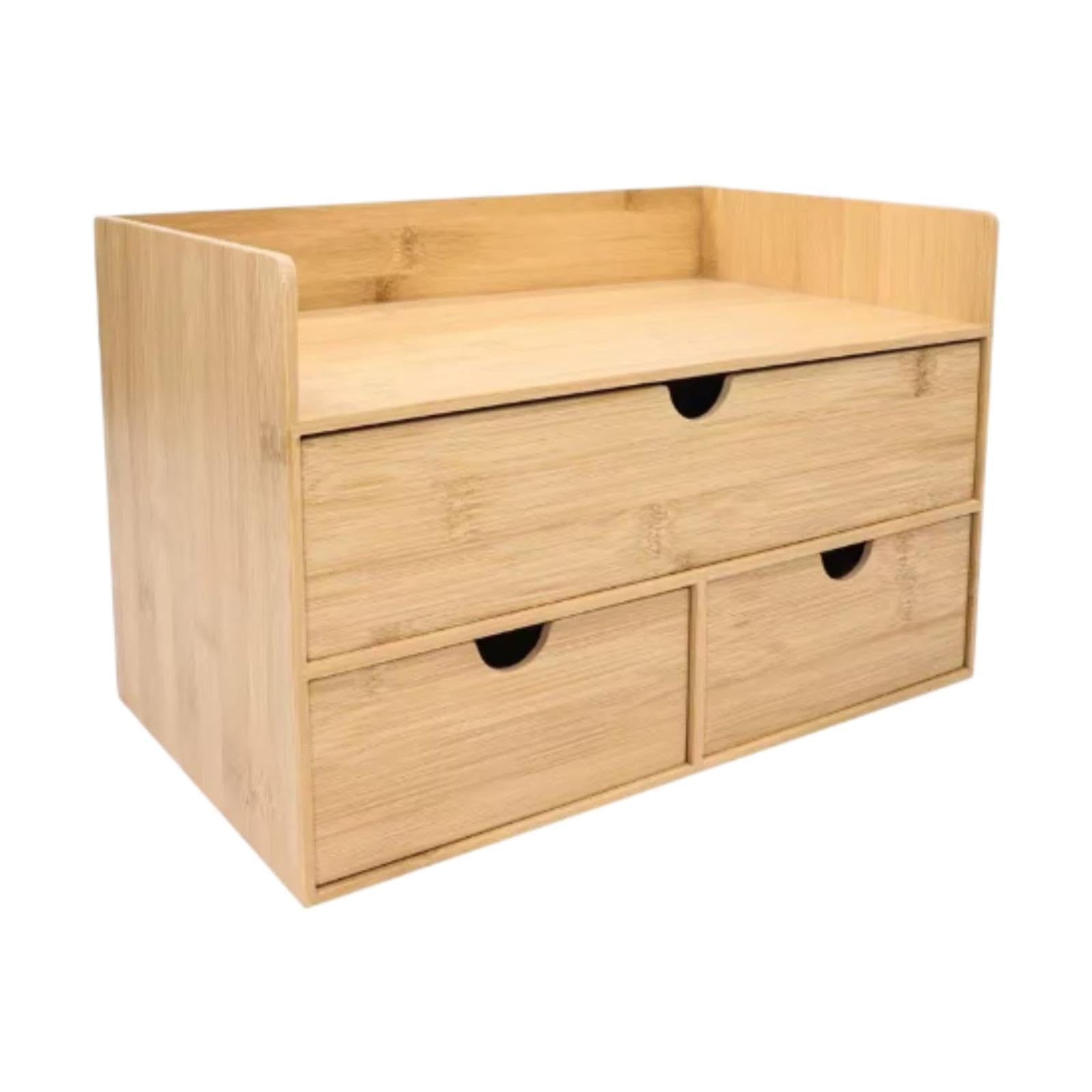 APLVFFZH Caja de almacenamiento de madera Cajón de escritorio Almacenador de mesa 3 cajones con estante Joyero de organizador de escritorio de madera para