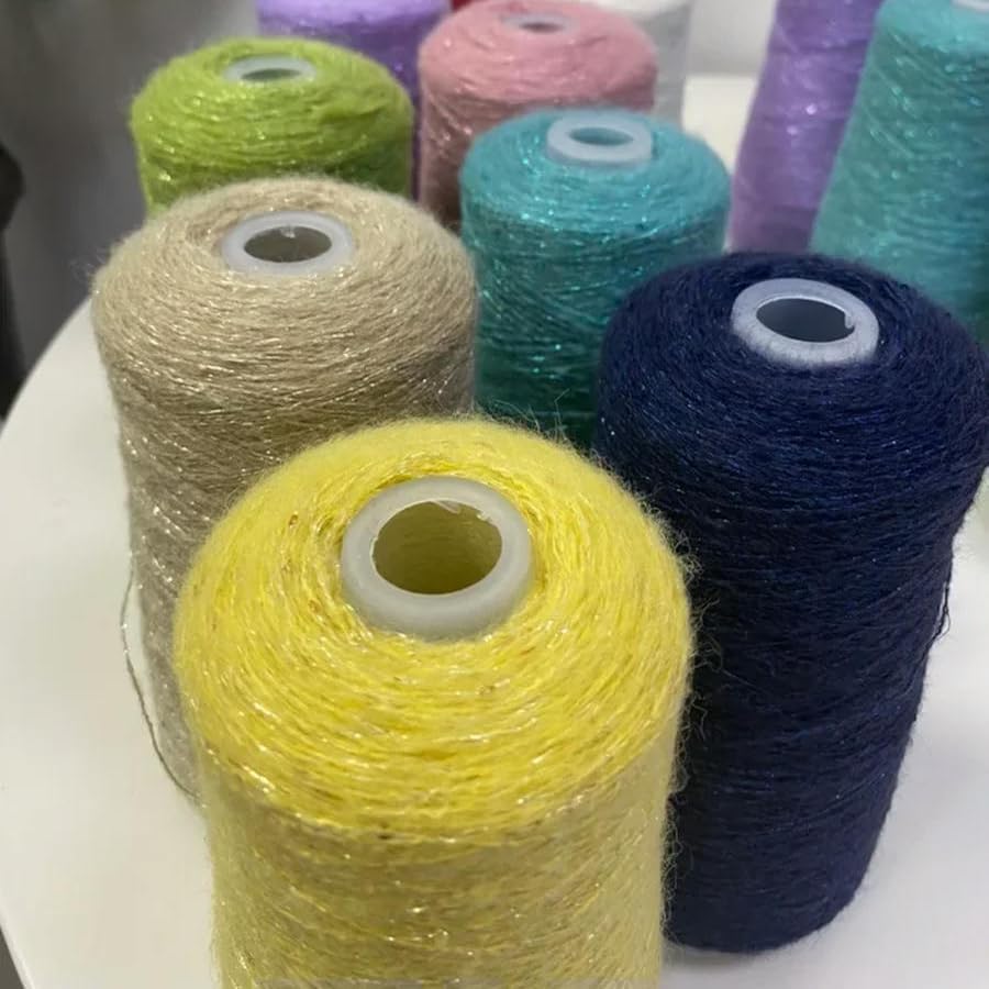 Hilo de Mohair de 250 g con Lentejuelas para Tejer a Mano, Gorros, chales, Bolsos, suéteres, Bricolaje, Hilo Fino y Suave.