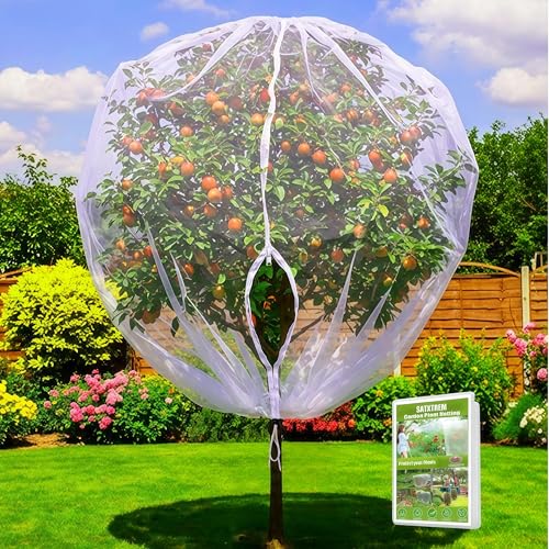 Drawstring & Zipper 2 Pack 8x8 FT Fruit Tree Netting Cover - Easy Install - Reusable Bird Netting for Blueberry Bushes/Apple/Pear/Tomato Tree Anti-Cicada/Deer/Squirrel Big Size Plant Protection Net