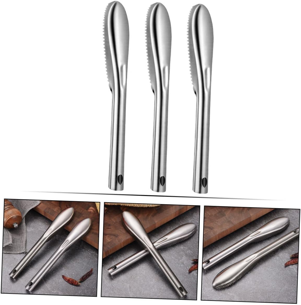 HANABASS 10pcs Stainless Steel Fish Scaler Tool Manual for Easy Cleaning Kitchen for Home Cooks and Chefs