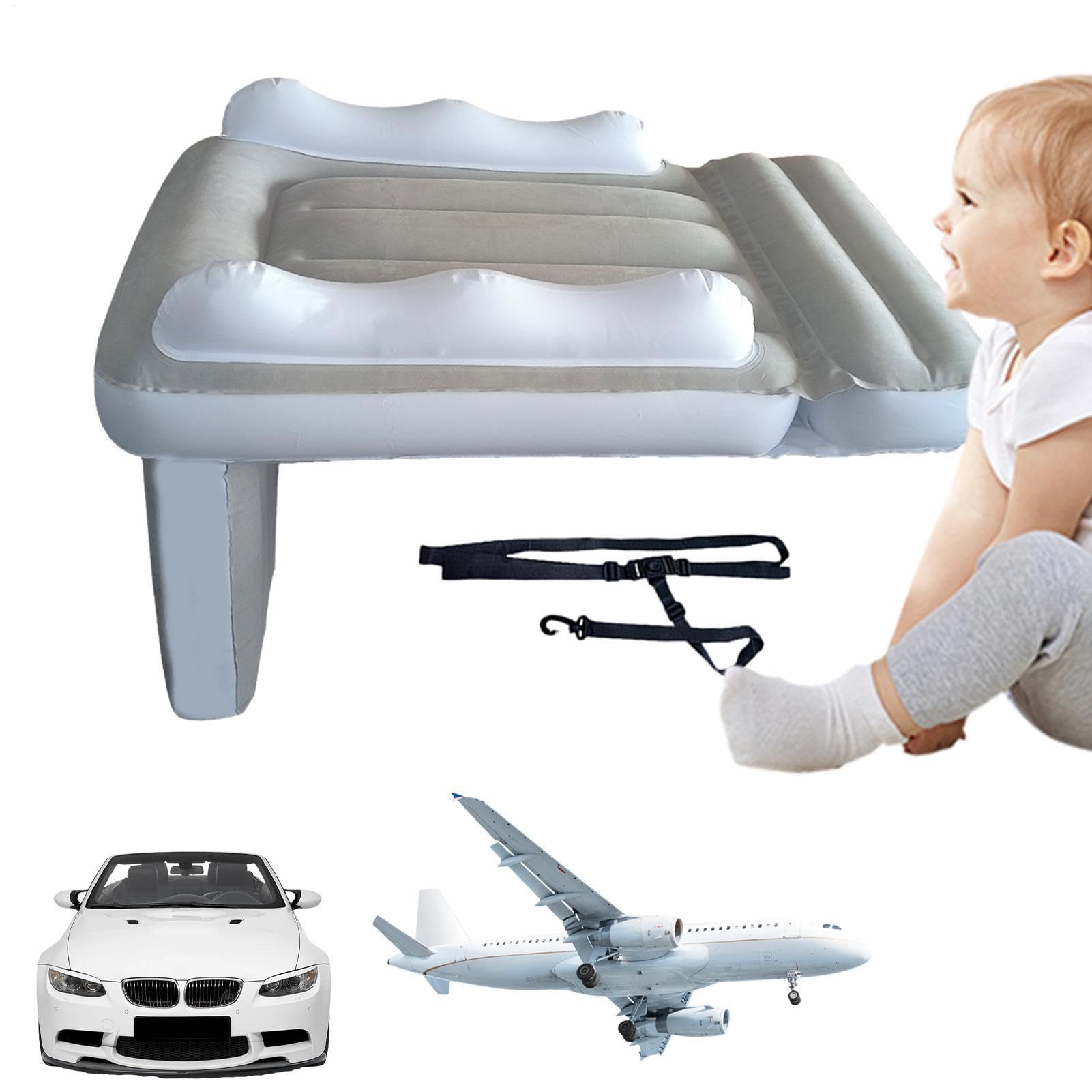 Aufblasbares Kinder-Reisebett,Aufblasbares Reisebett für Kleinkinder - Baby-Flugzeugsitzverlängerung - Luftmatratze mit hohen Seiten, tragbar und leicht, passend für Zug- und Autositze
