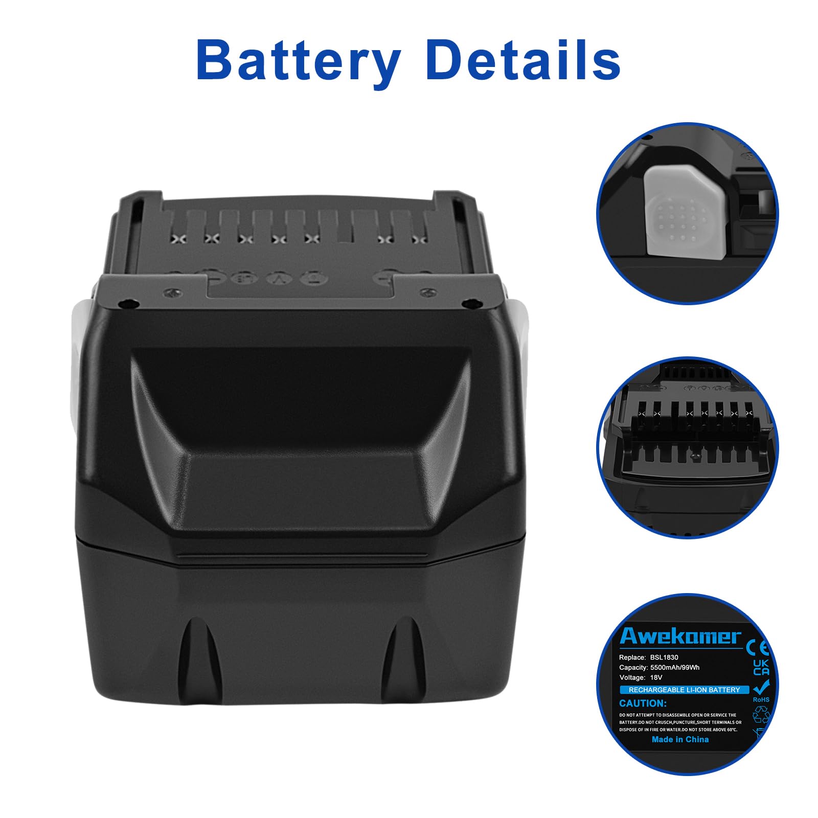 18V 5500mAh Lithium Remplacement Batterie pour Hitachi BSL1815 BSL1815S BSL1825 BSL1830 BSL1830C BSL1840 BSL1860 330139 330557 330067 330068 339782 DS18DJL