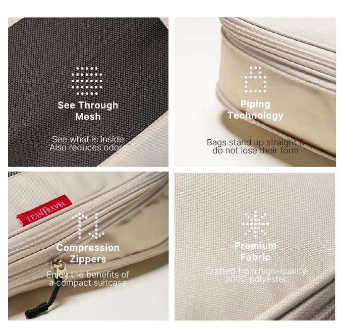 LeanTravel Premium Compression Packing Cubes