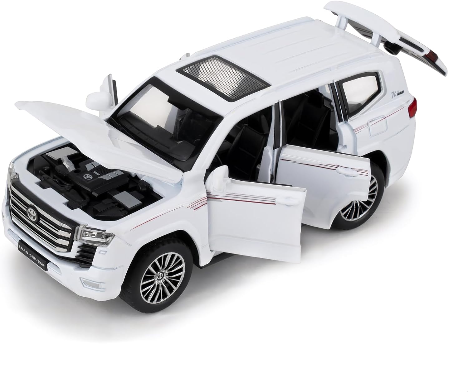 1/32 Compatible with Landcruiser LC300 Model Car Toy Alloy Pull Back Vehicle with Sounds and Lights for Kids Boys Girls and Adults, Birthday Gift White