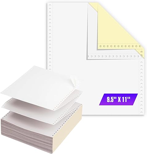 KDM 8821400 - Papel de computadora de matriz de puntos autocopiativo de 2 piezas, 9-1/2 x 11 pulgadas, blanco/canario, 1400/cartón