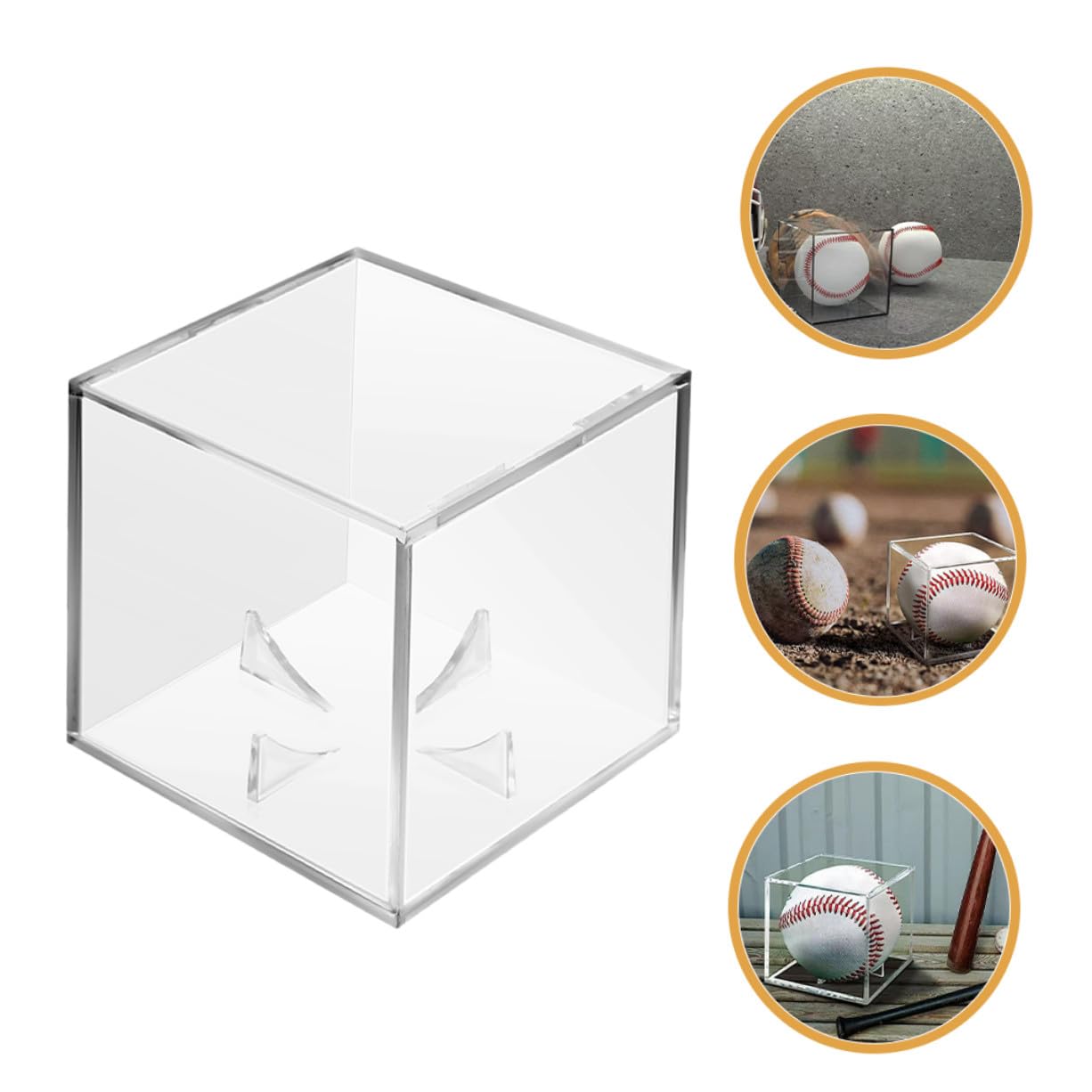 Gatuida Vitrinas de Acrílico Transparentes con Soporte Estable para Exhibir Béisbol y Balones Firmadas, Caja Cuadrada de 3 Piezas para Colección y Almacenamiento