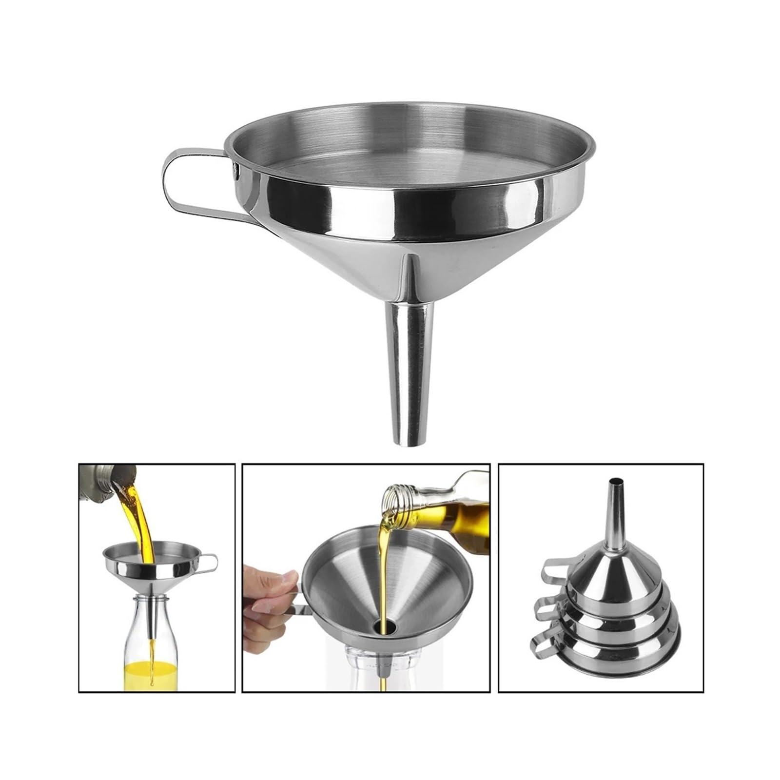 Embudo de petaca Embudo de Cocina con Filtro Desmontable Barra Vino Cerveza Aceite Frasco Embudo Boca Ancha embudos Acero Inoxidable(10CM)