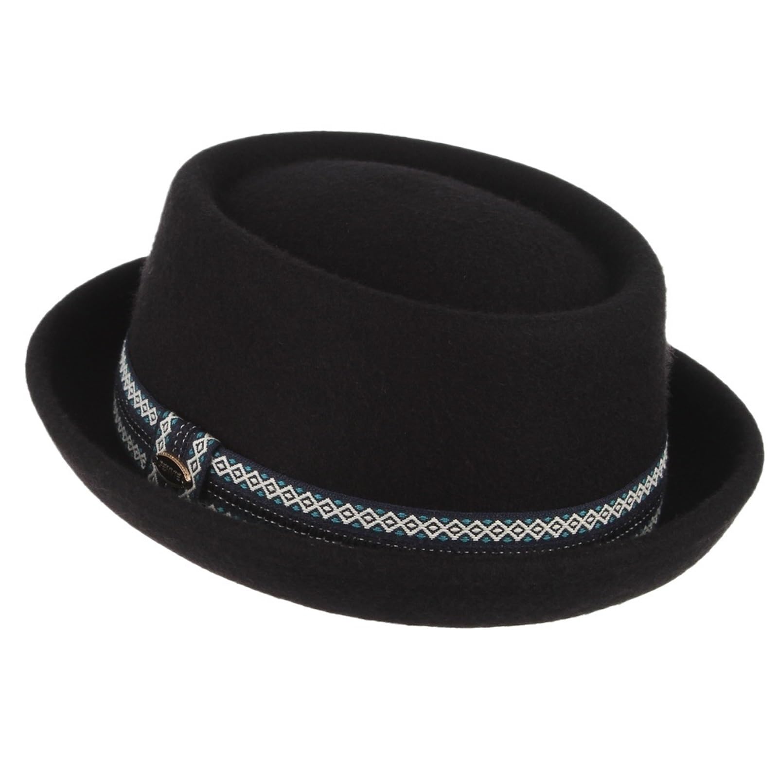 Pork Pie Hut Pork Pie Hut aus Wollfilz, Damen und Herren, Porkpie-Hut, Gebogene Krempe, Pie-Wollhut, Unisex, Herbst-Winter-Fedora-Hut Für die Party