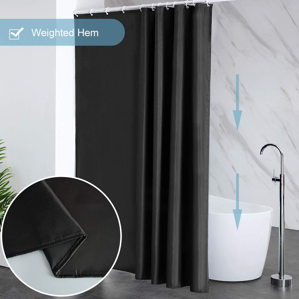 Furlinic Tende Doccia Anti-Muffa Tessuto in Poliestere, Nero Tende Doccia Impermeabile &Lavabile,Tenda Vasca da Bagno con 12 Ganci Tenda doccia-180x180cm.