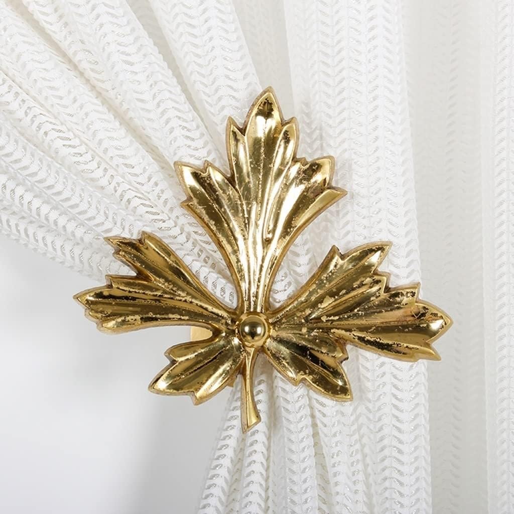 Crochets de Rideaux, embrasses, Sculpture Vintage en Forme de Feuille d'érable, Fixations murales en Laiton, Crochet Mural (Laiton, Lot de 2).,Brass 2 Pcs