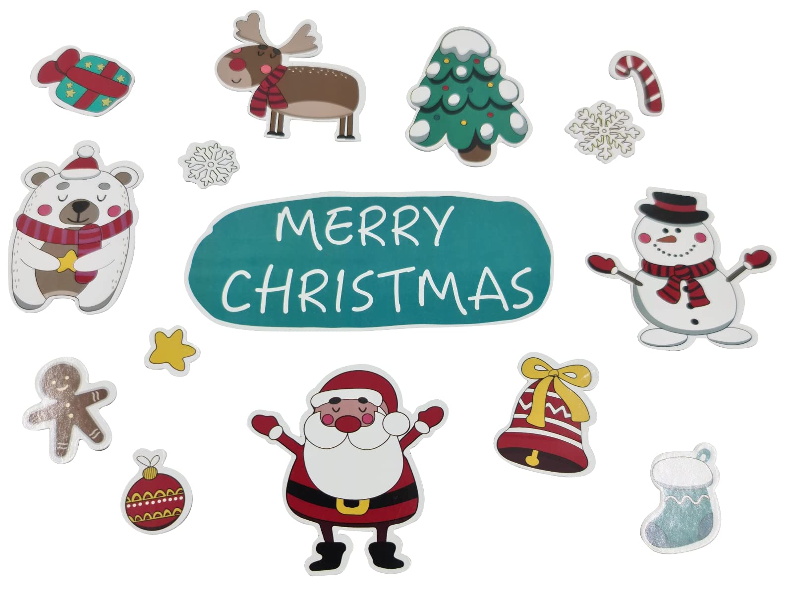 Christmas Magnets Fridge Santa Snowman Reindeer Snowflake Star Magnetic Pack of 13