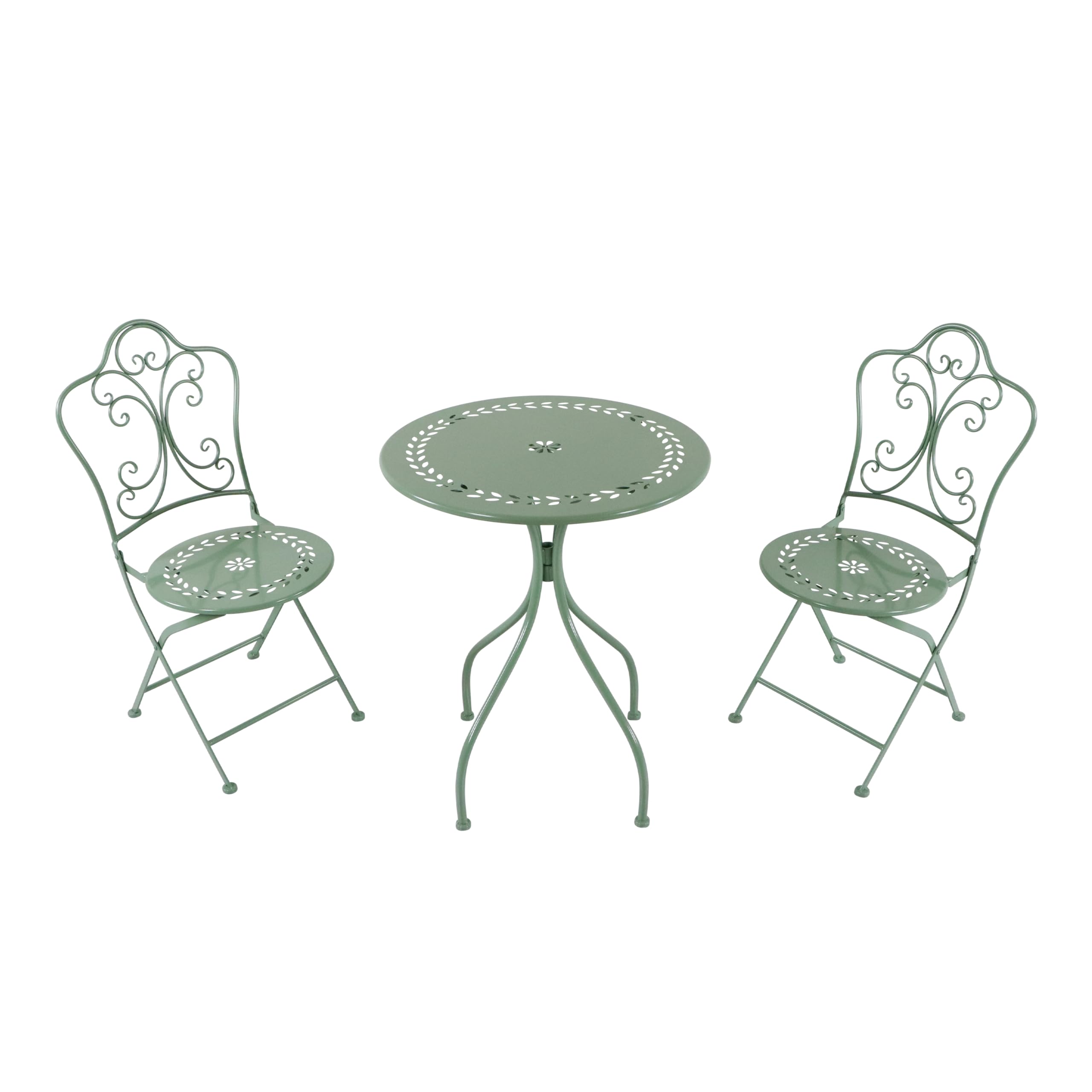 AXI Marilou Bistroset 3-teilig aus Metall in Pastellgrün | Bistrotisch mit 2 Stühlen | Bistro Gartenmöbel Set für Garten/Balkon/Terrasse | Balkonset/Sitzgruppe