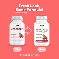 Vista 3 de Vitacoffee Píldoras de cafeína – Fruta de café, vitamina C, vitamina D, gluconato de zinc – Energía, memoria, enfoque, antioxidante, soporte