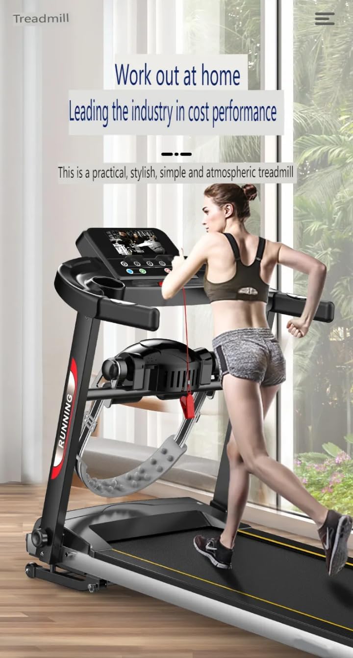 Foldable Electric Treadmill with LCD Display, Black, Motorized Running Machine with Shock Absorption, Digital Control Panel for Home Gym