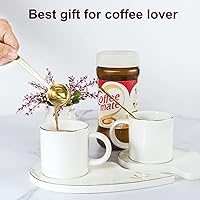 Vista 5 de Juego de 2 cucharas de café de alta calidad, cuchara de café de mango largo de acero inoxidable de metal, cucharas medidoras que contienen 1