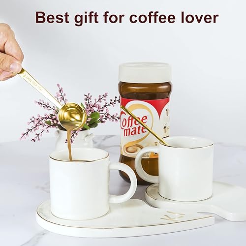 Miniatura 6 de Juego de 2 cucharas de café de alta calidad, cuchara de café de mango largo de acero inoxidable de metal, cucharas medidoras que contienen 1