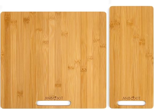 ANBOXIT Appliance Slider, Wide - Medium & Deep - Small, Bamboo Sliding Tray for Coffee Maker, Kitchen Countertop Appliance Rolling Tray, Coffee Pot Slider Tray with Rubber Wheels