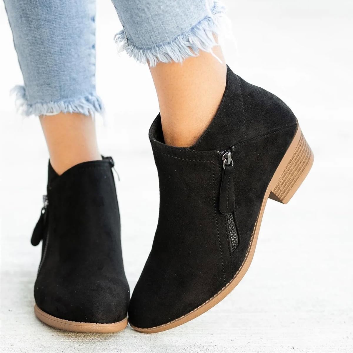 Stivali Estivi Donna Con Cerniera Primaverili Invernali Eleganti Stivaletti Morbidi Tacco Basso Ankle Elegante Boots Cowboy Bassi