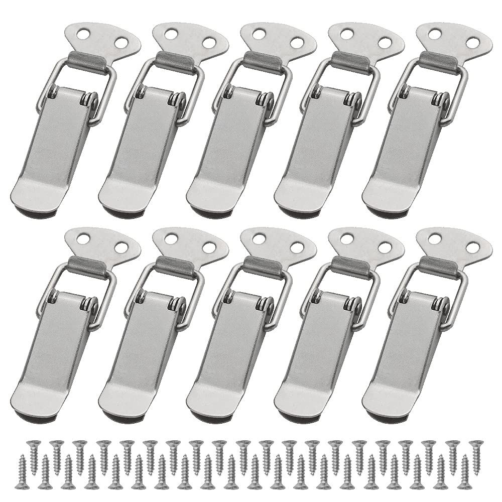 WMYCONGCONG 10 PCS 304 Stainless Steel Spring Loaded Toggle Latch Hasp Clamp Catches 72mm Overall Length Case Latches Clamps Hasps for Toolbox Wooden Box Chest Trunk Cabinet
