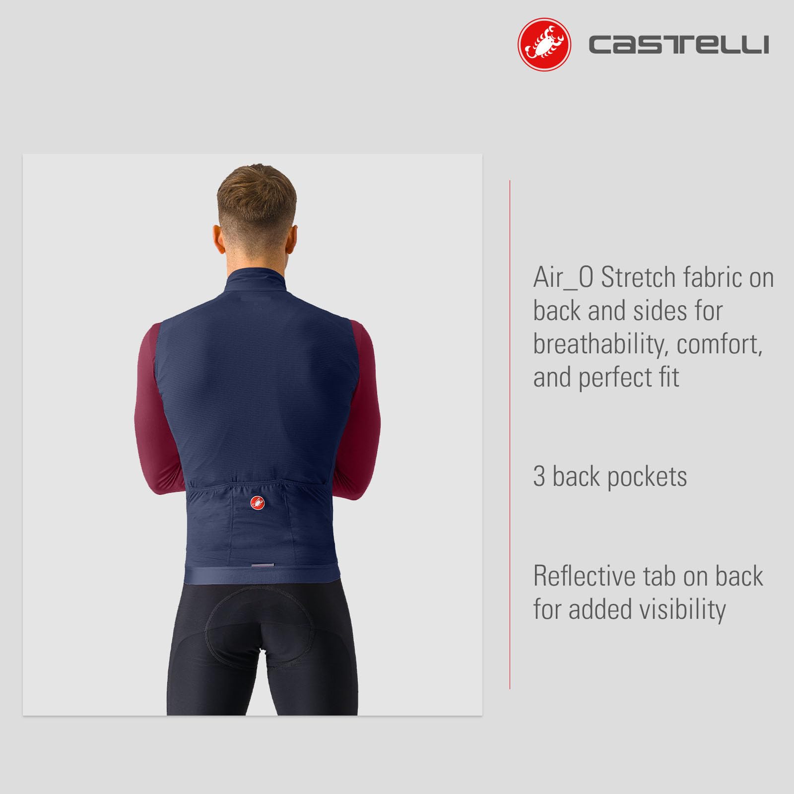 CASTELLI Męska kamizelka espresso, wiatroszczelna, do jazdy na rowerze szosowym i gravel bike