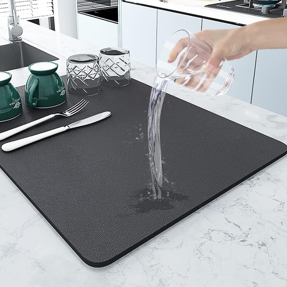 Tekcool Dish Drying Mat for Kitchen Utensils - Large Water Absorbent Mat for Kitchen Items (30 x 40 Cm)