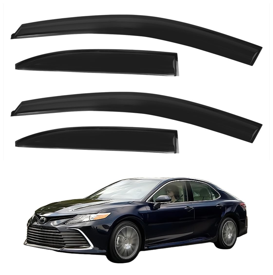 RWYSSYTF 4Pcs Window Visors Vent Deflectors for Toyota Camry 2018-2024 Tape-on Rain Guards Shade