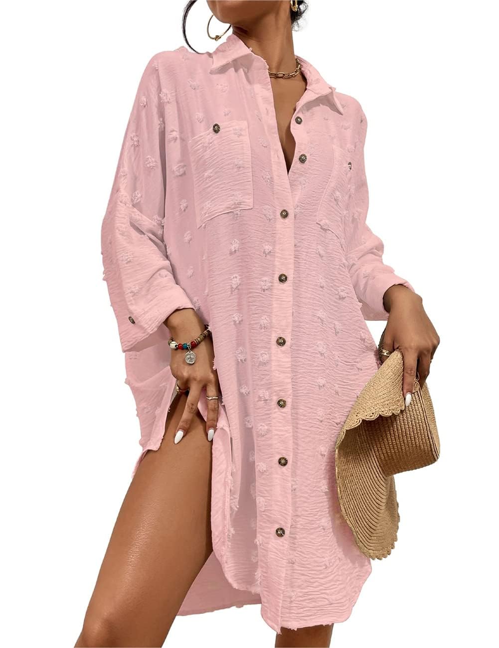 MINTLIMIT Womens Bathing Suit Cover Ups Swimsuit Cover Up Bikini Swimwear Beach Dress Shirt with Pocket 2025 S-2XL