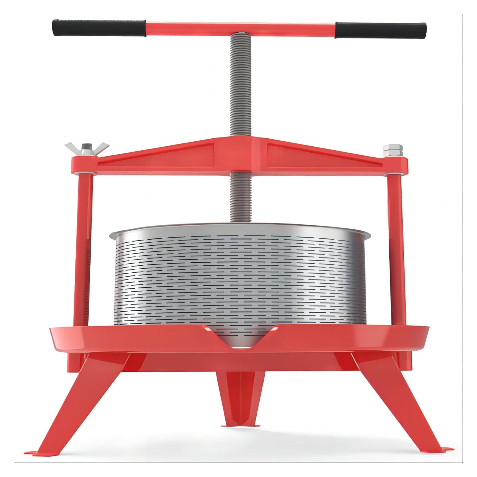 Stainless Steel Fruit Wine Press 2.38 Gal with T-Handle - Easy to Clean, Sturdy Construction, Simple Operation - Ideal for Outdoor and Kitchen Wine Making