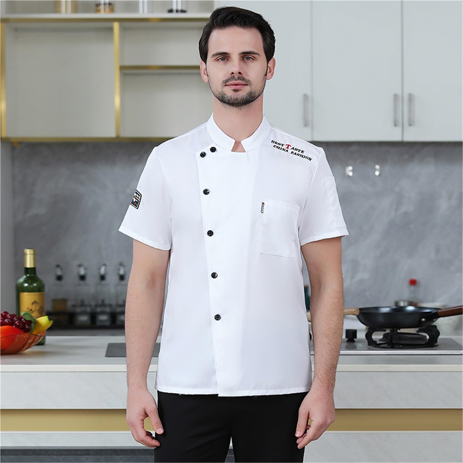 Giacche da Chef Uomo, Camice da Chef Professionale a Manica Lunga Divisa da Cucina Traspirante e Leggera, Uniforme da Lavoro per Ristorante Hotel Catering Resistente e Comoda