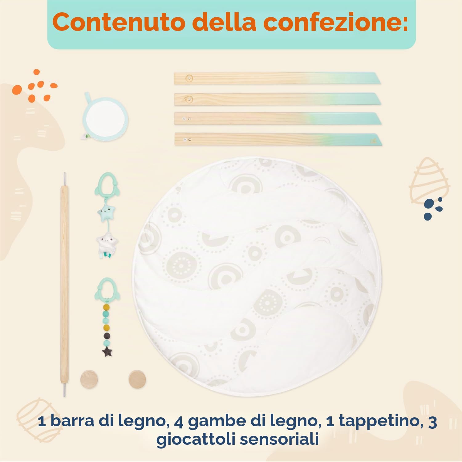 Palestra per Bambini in Legno Cielo Stellato B. Toys con Giocattolo Sensoriale Appeso 0 Mesi+