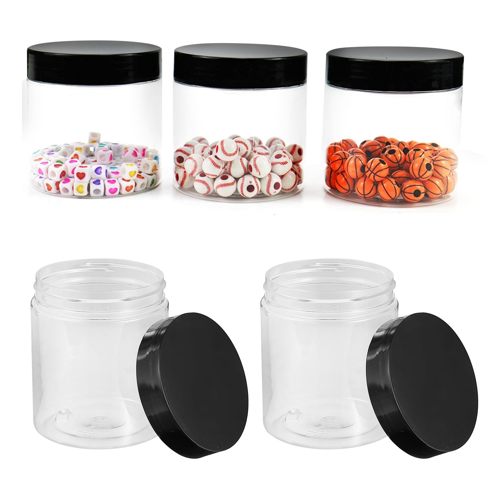 SHINEOFI Lot de 12 Bocaux de Conservation Alimentaire Transparents en Plastique, Hermétiques avec Couvercle, 500 Ml, Boîte de Rangement Étanche Cuisine, Stockage des Aliments et Céréales,