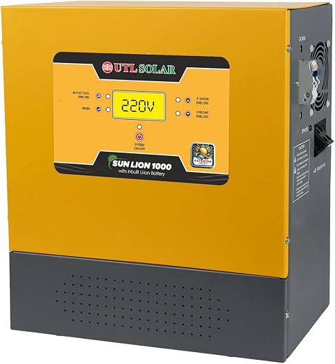 UTL Sun Lion 1000 rMPPT Solar Inverter | 800VA/12.8V | Inbuilt Lithium Battery (LiFePO4) | Compatible with 12V &amp; 24V Solar...