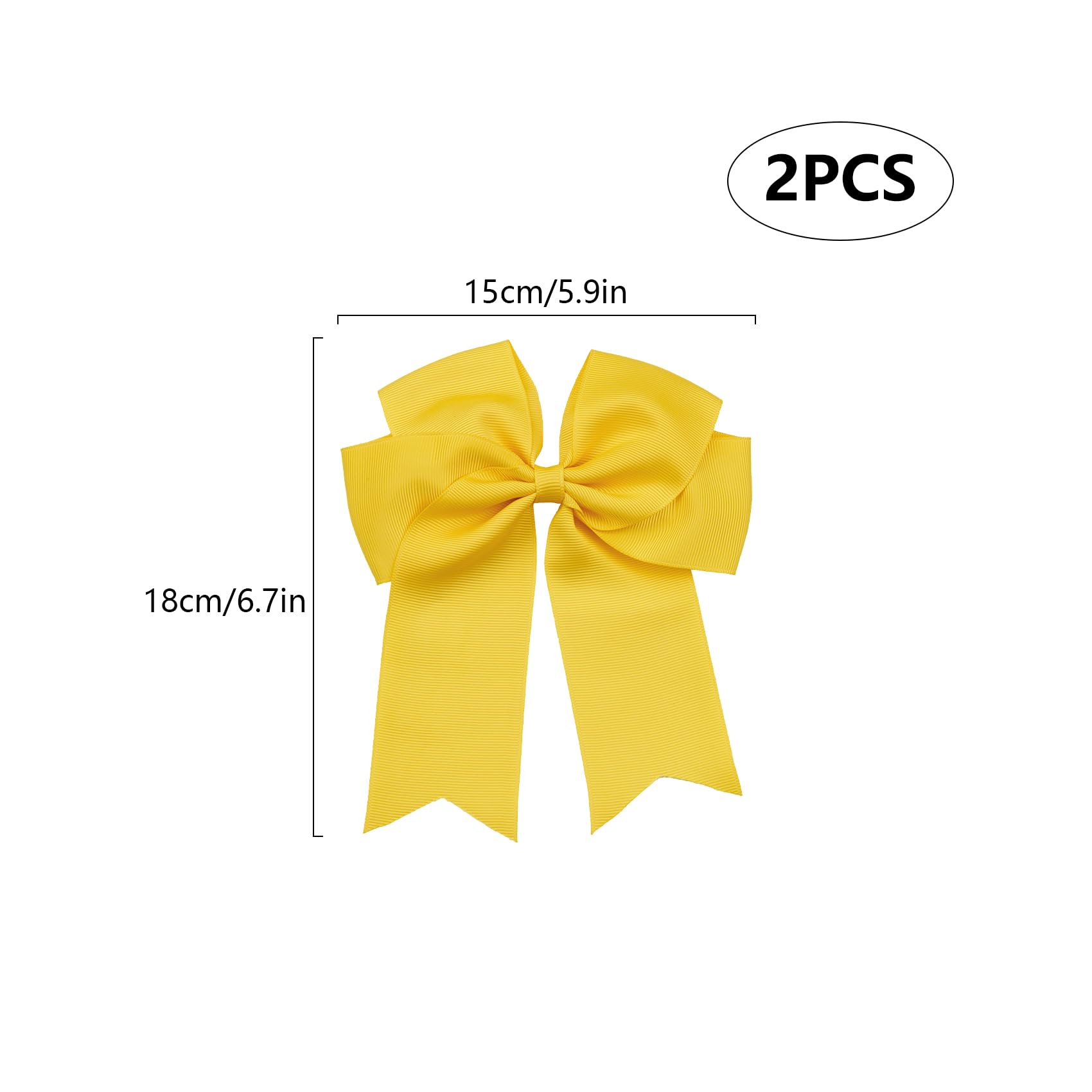 Nideen 2 Pack 6 inch Bow Hair Clips, Large Hair Barrette Clips for Women & Girls, Yellow Bow - Image 2
