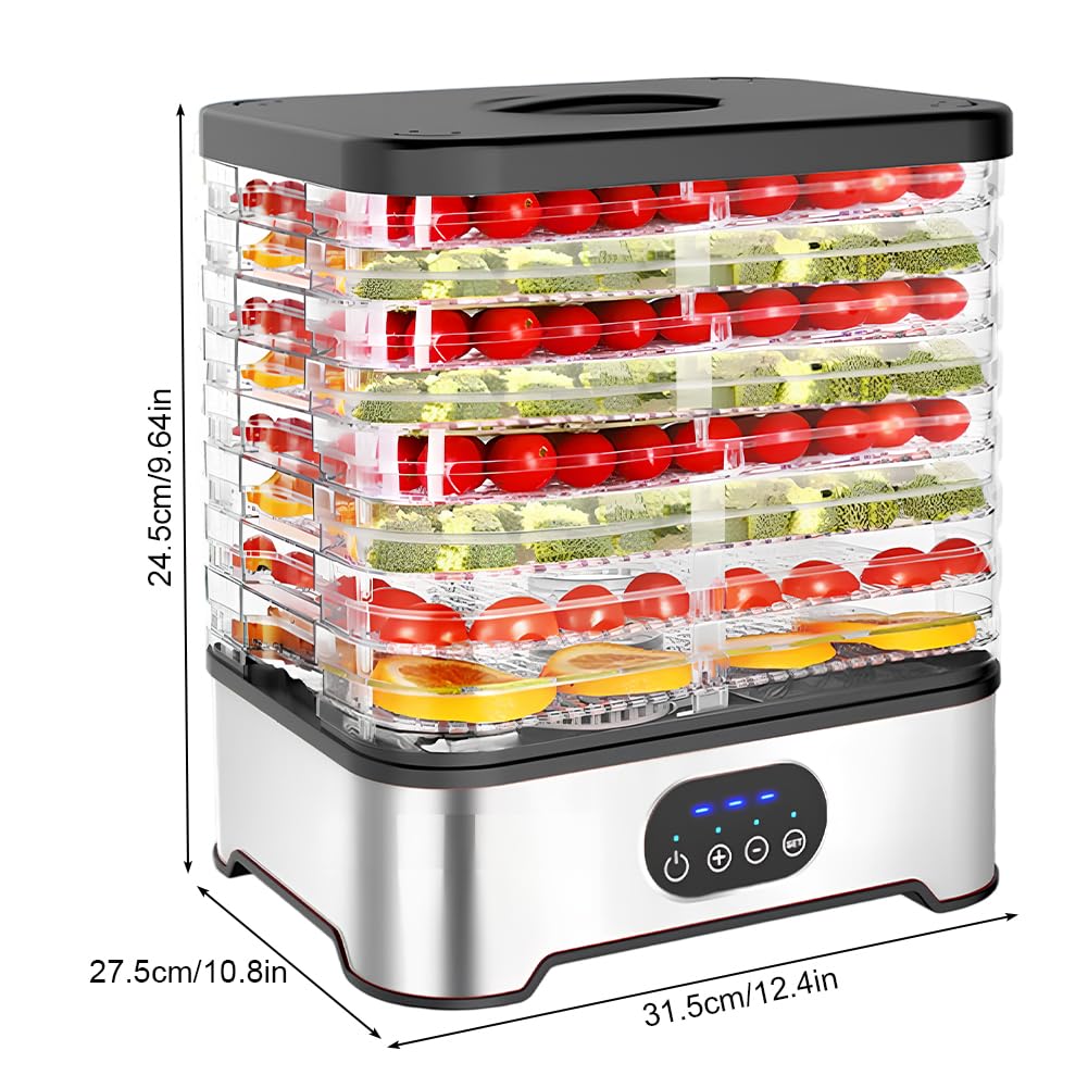 Trockenfrüchte-Maschine mit 8 Ebenen, Temperaturkontrolle, intelligenter Lebensmitteltrockner für Zuhause, Küche