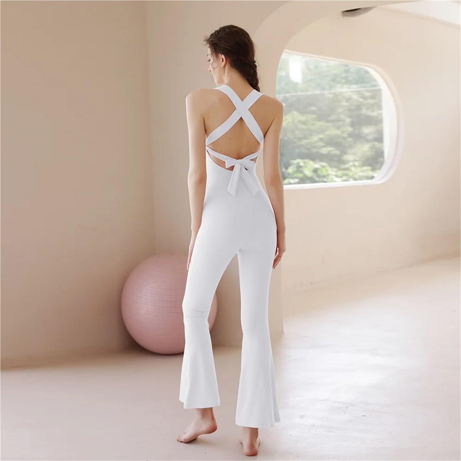 Damen Yoga Einteiler Einteilige Damen-Yoga-Overalls, Schlaghosen, Sportanzüge mit Brustpolstern, Fitnessstudio-Outfits, Trainingssets, Fitnessbekleidung, Sportkleidung