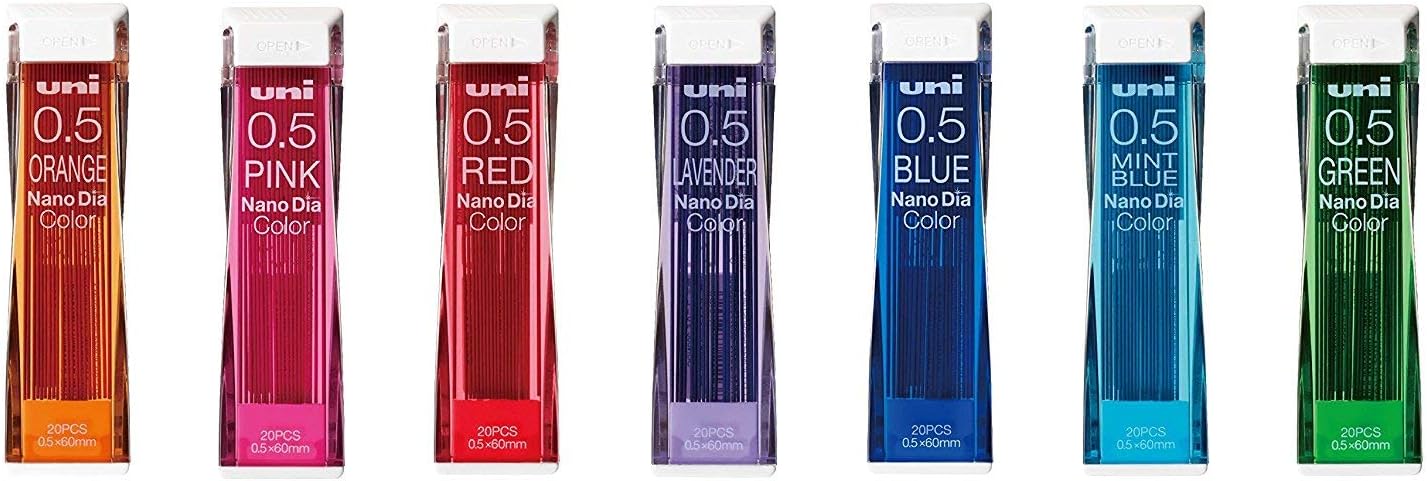 Uni NanoDia Color Mechanical Pencil Leads 0.5mm 7 Color Set, 7 Pack/total 140 Leads with Ecology Sticky Notes